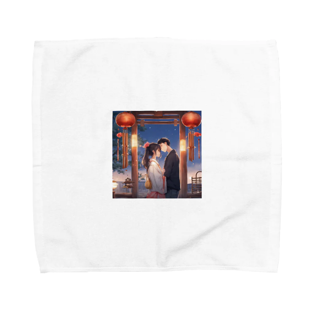 tomoi7632の夕暮れのカップル Towel Handkerchief