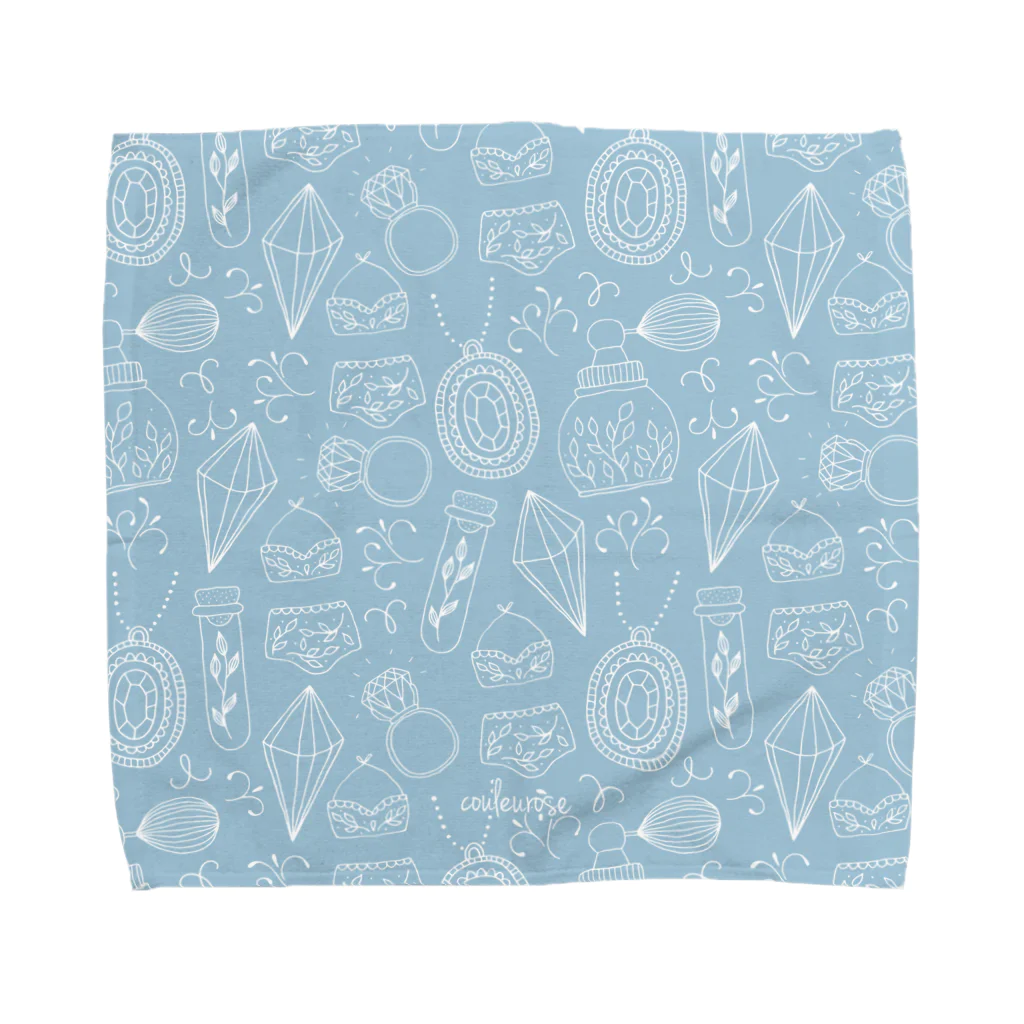 クルーローズ　デザインのジュエリー　ブルー Towel Handkerchief