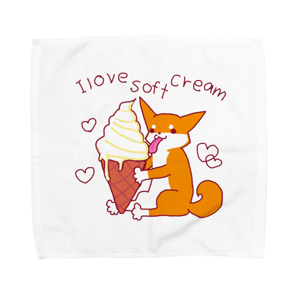 あずき母のソフトクリームと柴犬さん（赤柴） Towel Handkerchief