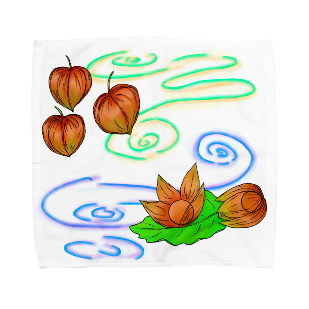 Lily bird（リリーバード）のホオズキ 水紋背景（和柄） タオルハンカチ