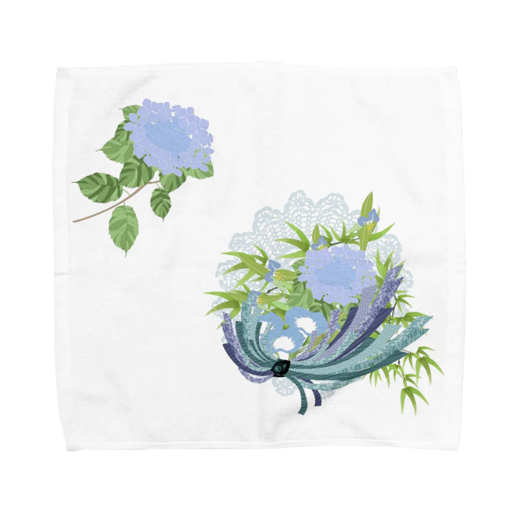 nekochanの紫陽花と朝顔 Towel Handkerchief