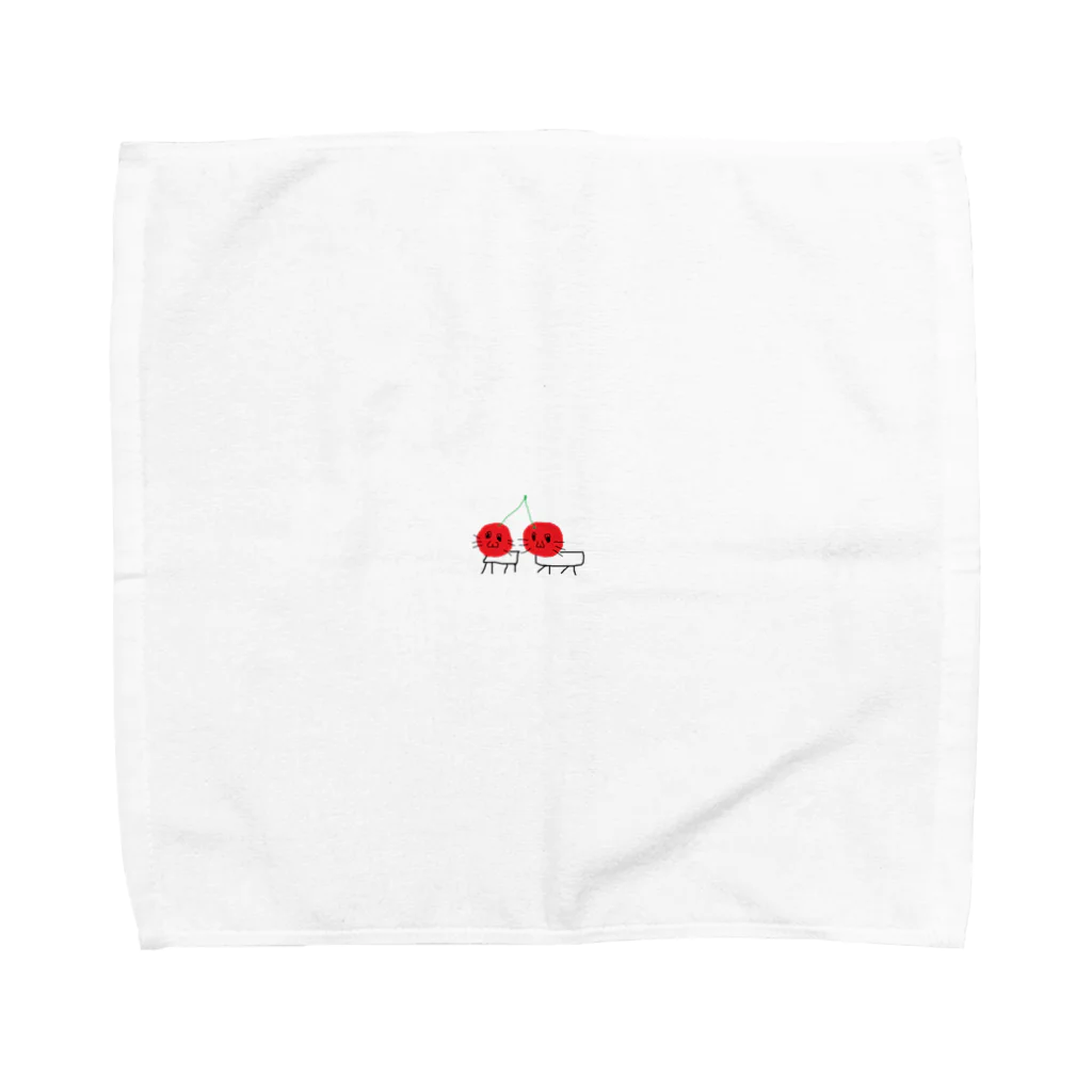 わくわくショップのさくらんぼネコ Towel Handkerchief