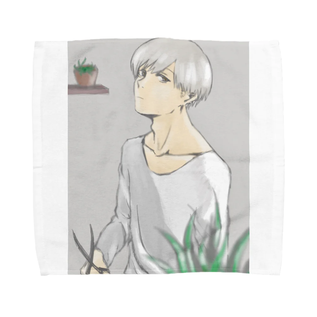 hentouの植物と男の子 Towel Handkerchief
