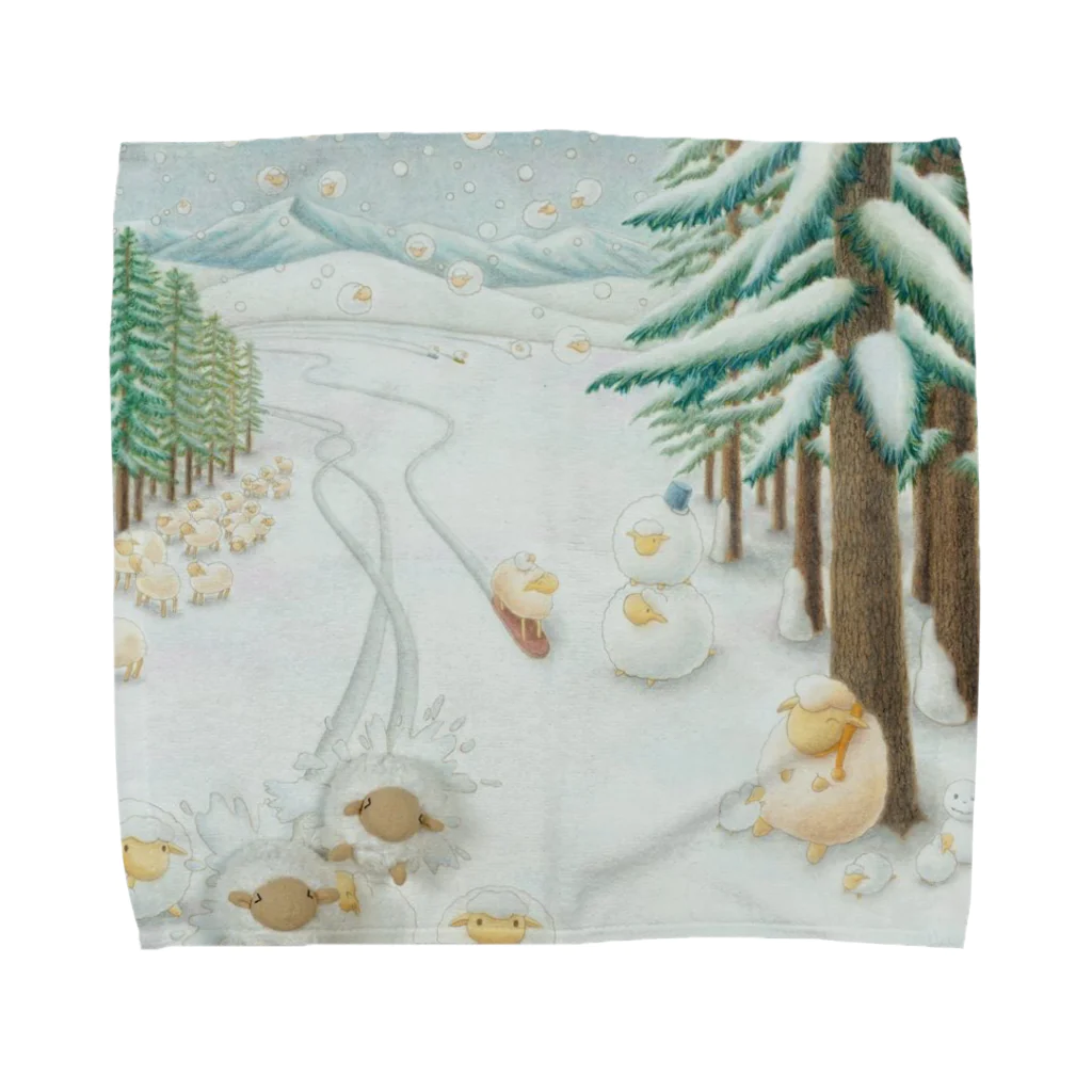 ひつじ好きのみそうギャラリーの羊雪季節 Towel Handkerchief