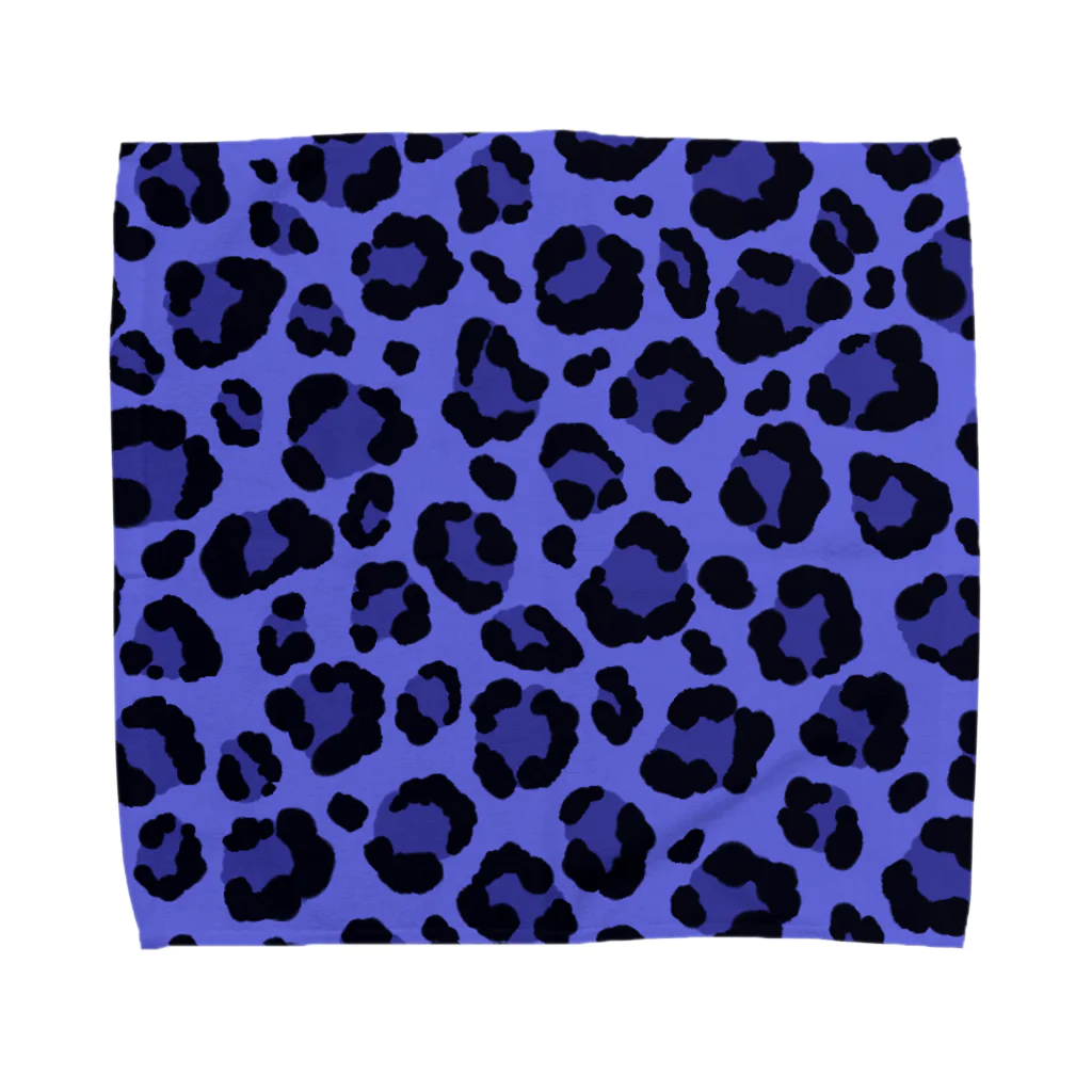 みや猫のヒョウ柄（ブルー） Towel Handkerchief