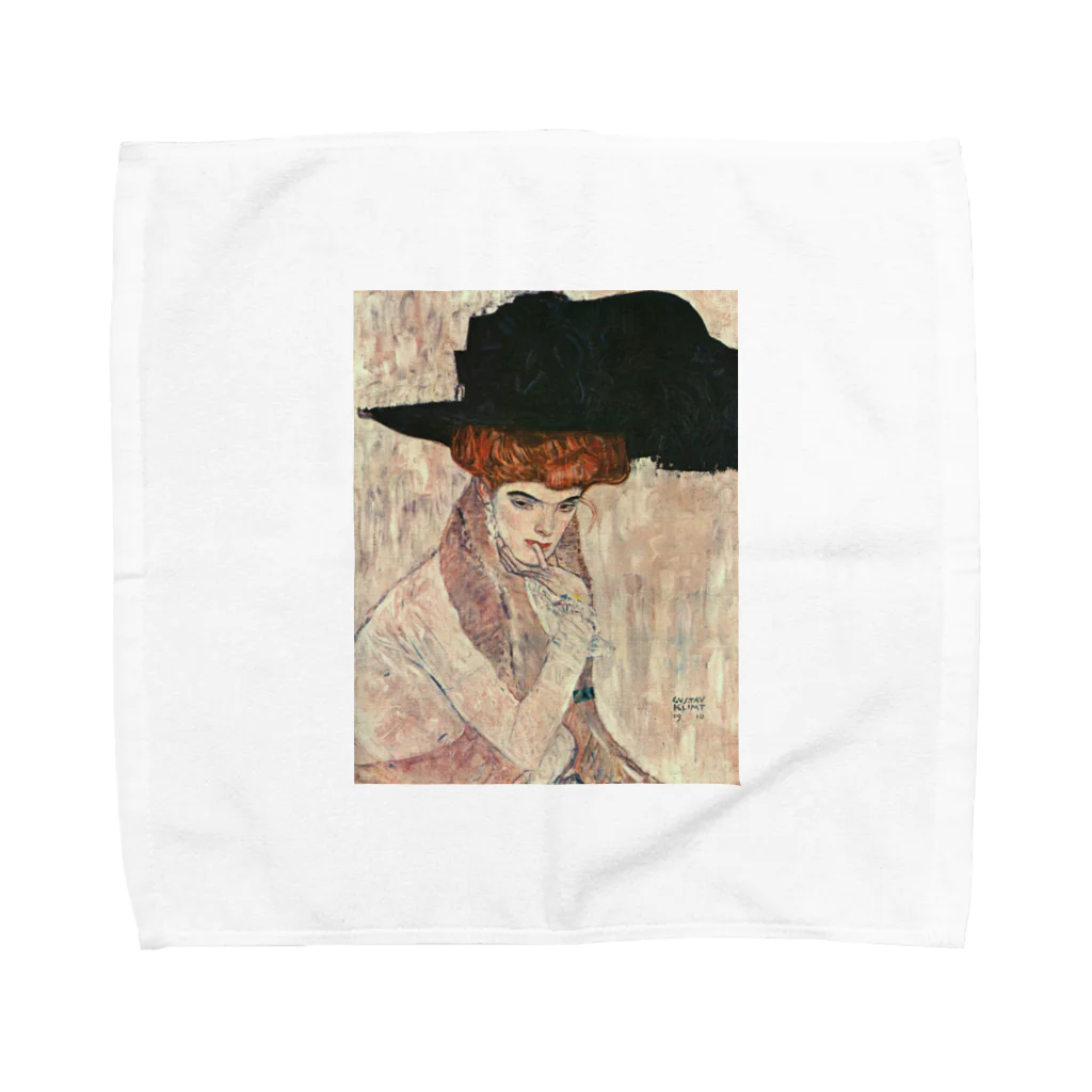 Art Baseのグスタフ・クリムト / 1910 / The Black Feather Hat / Gustav Klimt タオルハンカチ