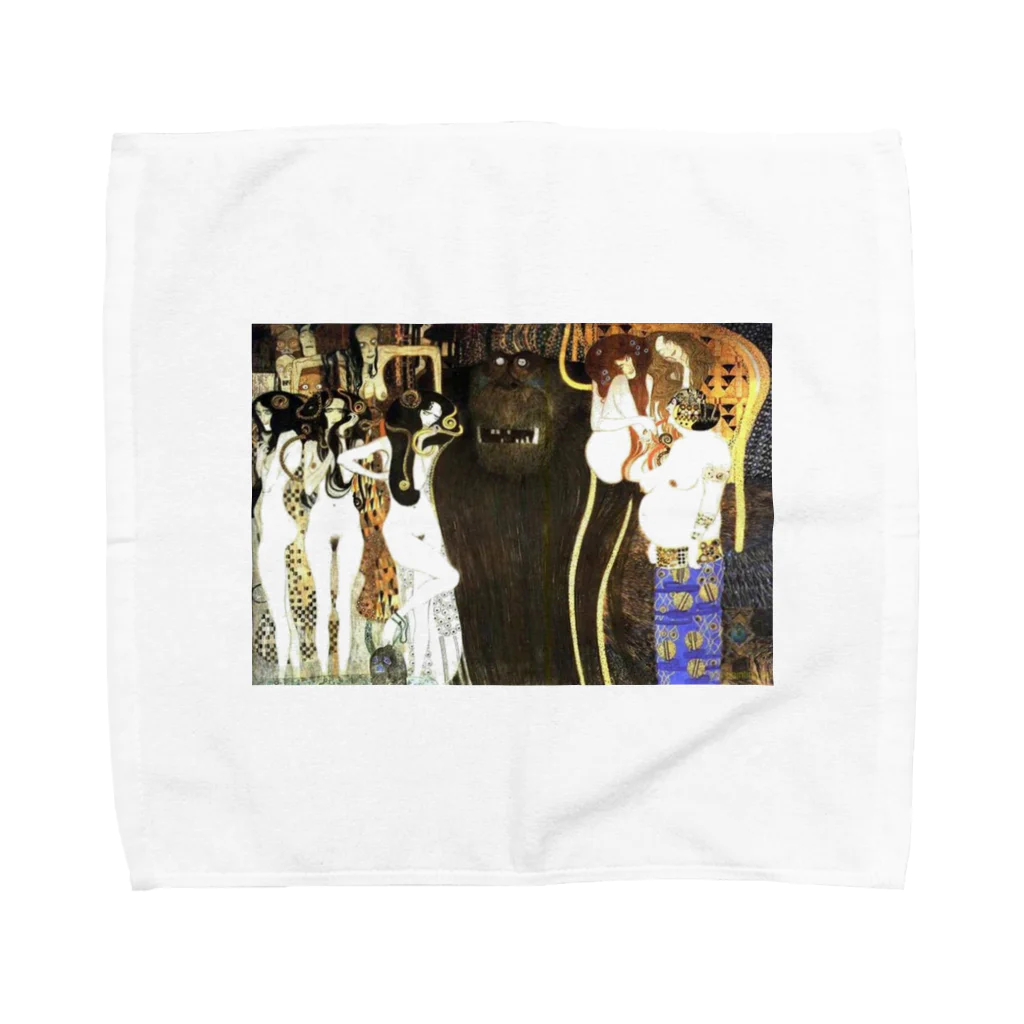 Art Baseのグスタフ・クリムト / 1902 /The Beethoven Frieze: The Hostile Powers. Left part, detail / Gustav Klimt Towel Handkerchief