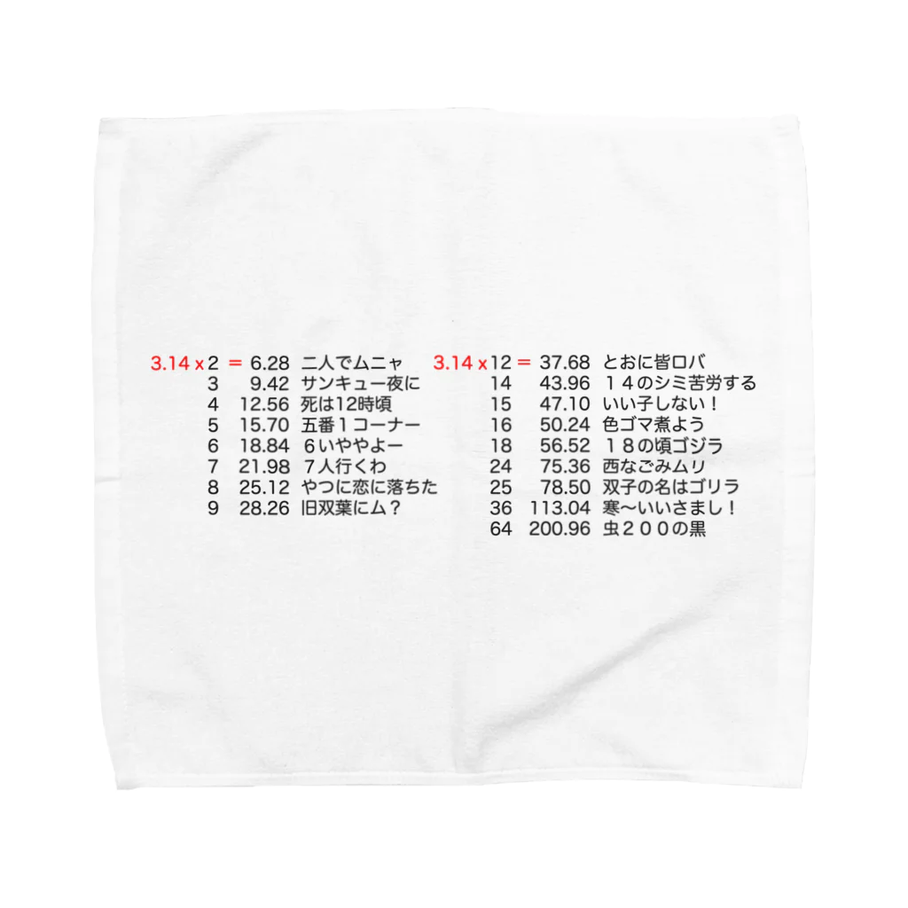 juken_senseiの3.14語呂合わせ Towel Handkerchief