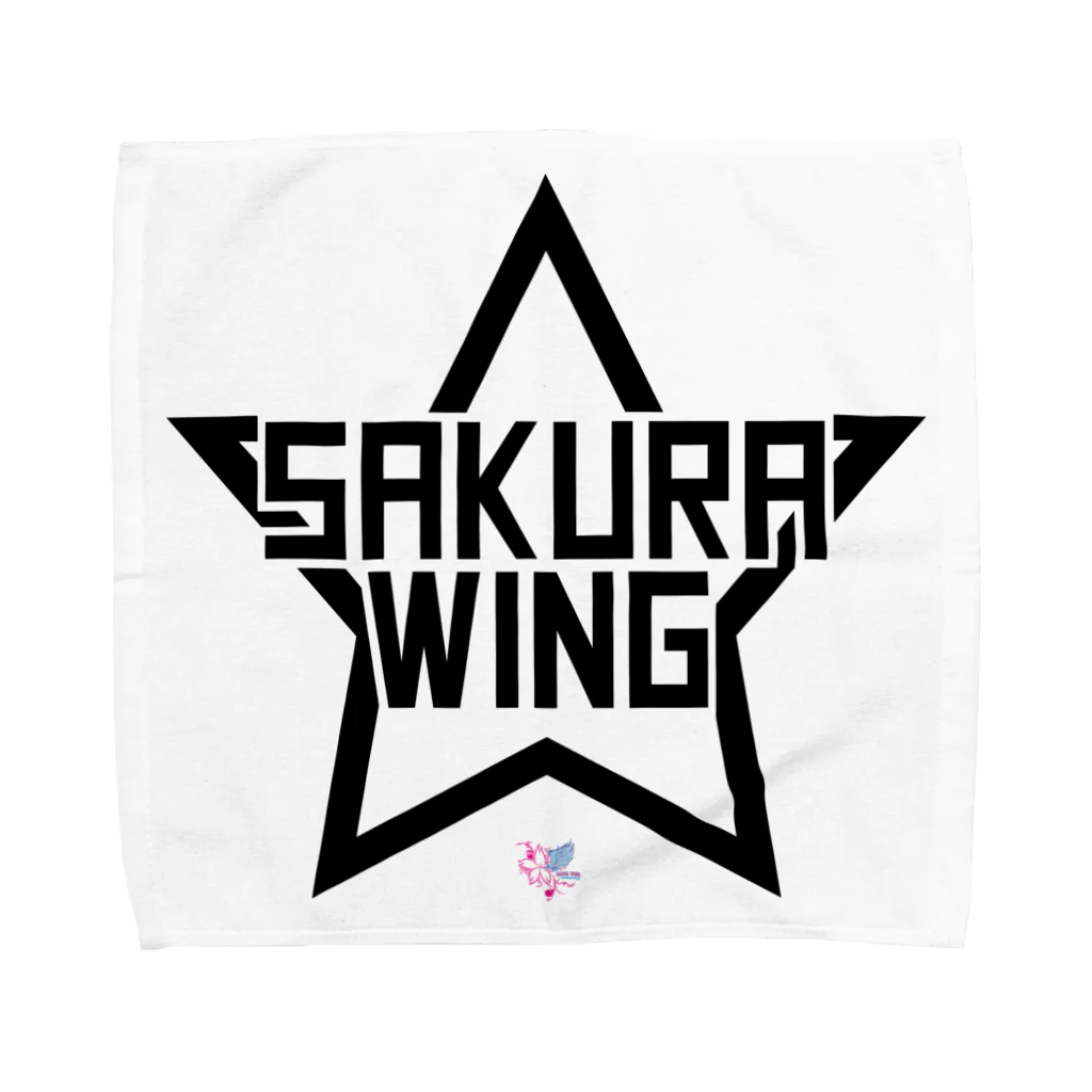 SAKURA WING LLC.のSAKURA WINGスター黒字 タオルハンカチ