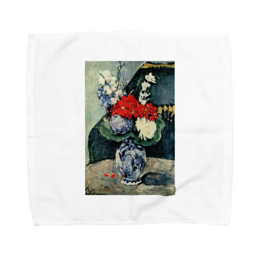 Art Baseのポール・セザンヌ / 1874 /Still life, Delft vase with flowers / Paul Cezanne Towel Handkerchief