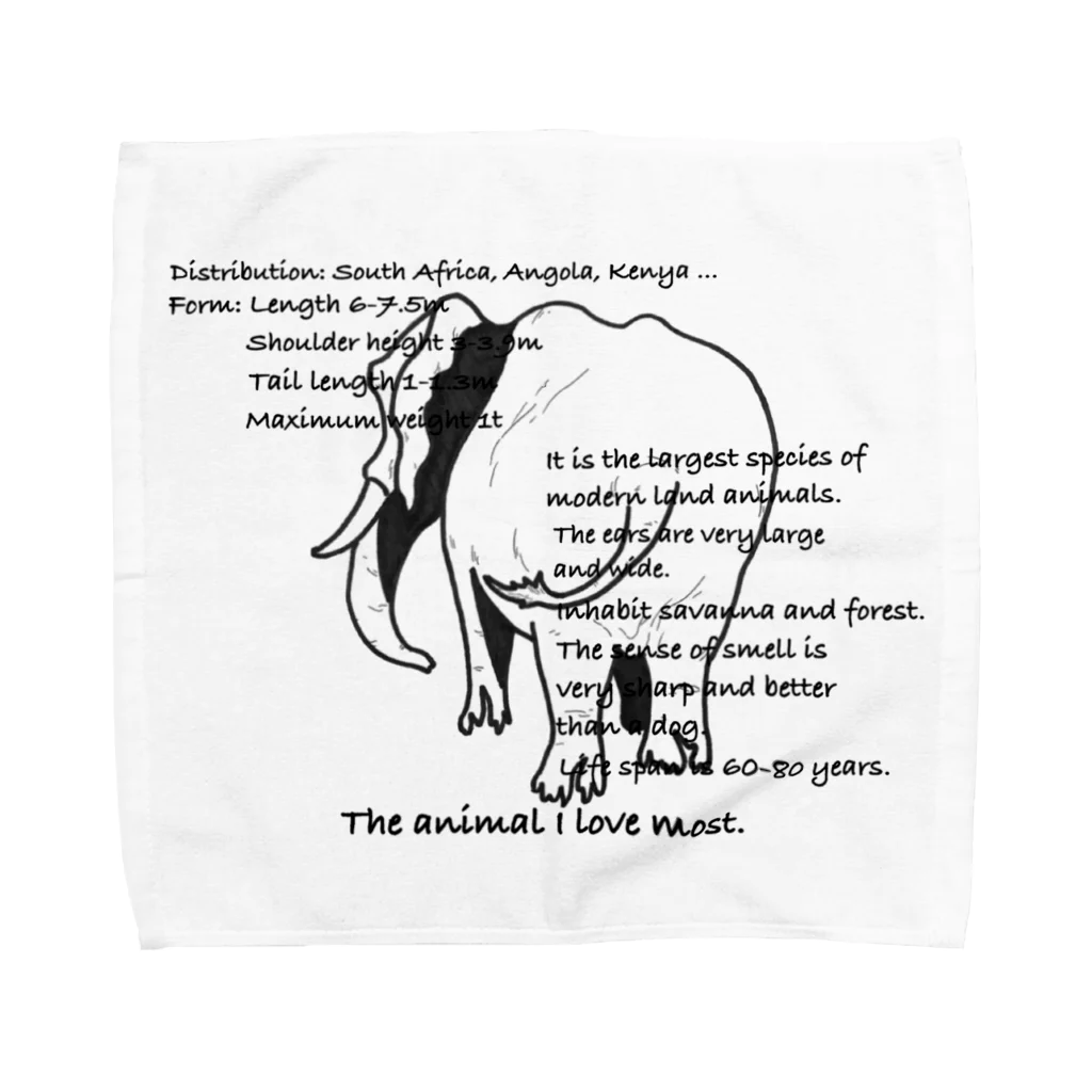 ふじさん。のdata Tシャツ（African elephant） Towel Handkerchief