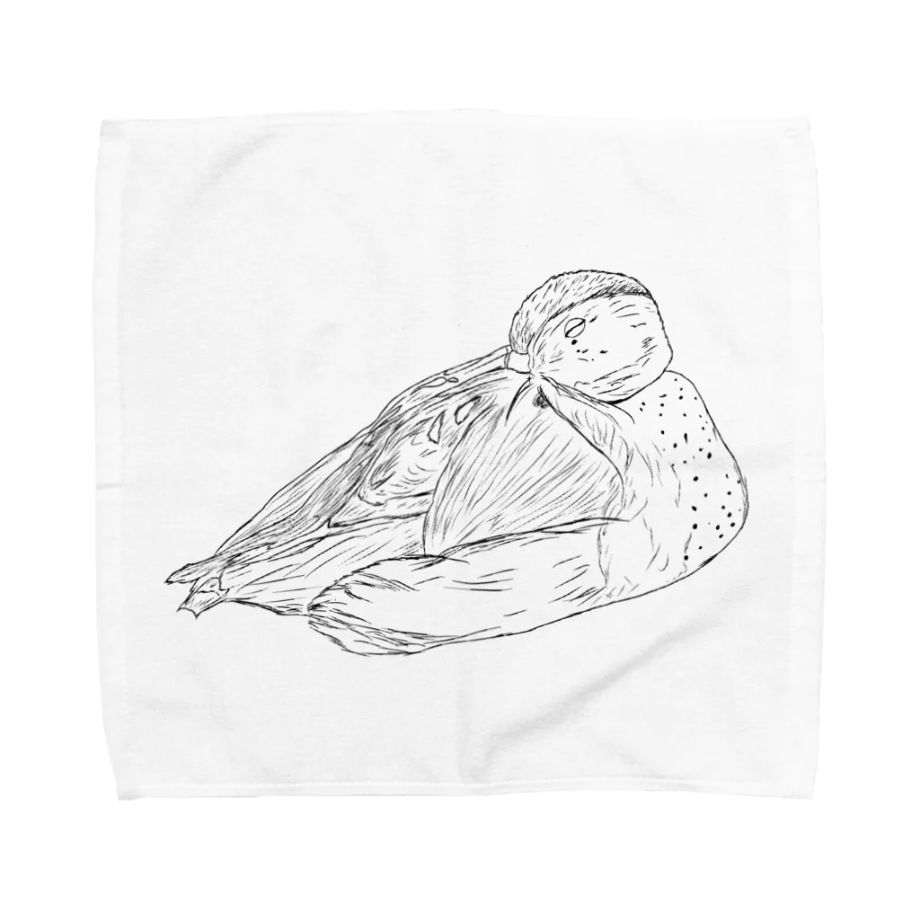 Lily bird（リリーバード）のおねんねクビワコガモ 線画 Towel Handkerchief