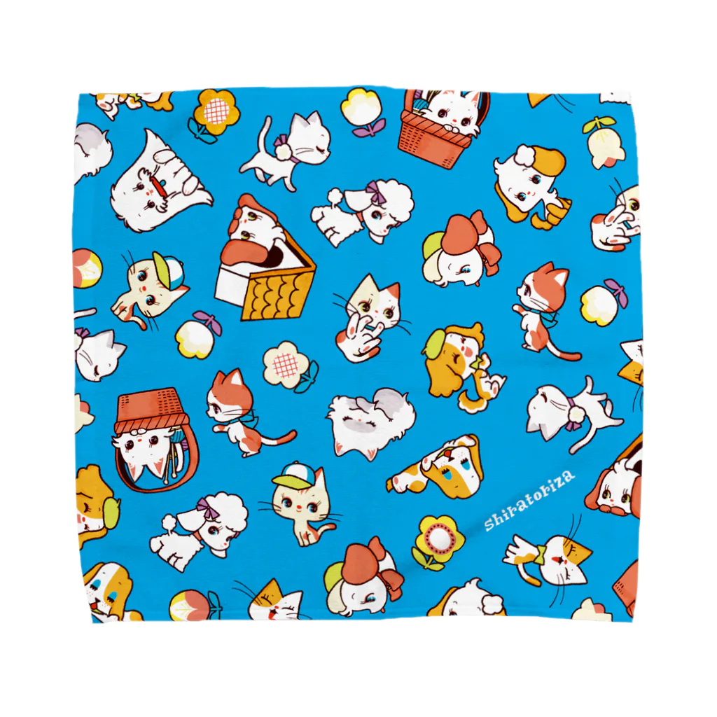 白鳥座-shiratoriza-のわんにゃん（青） Towel Handkerchief