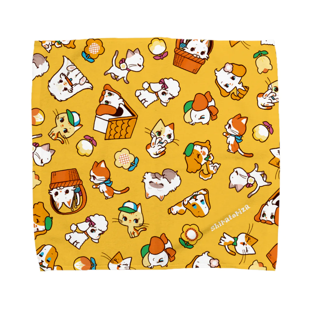 白鳥座-shiratoriza-のわんにゃん（黄） Towel Handkerchief