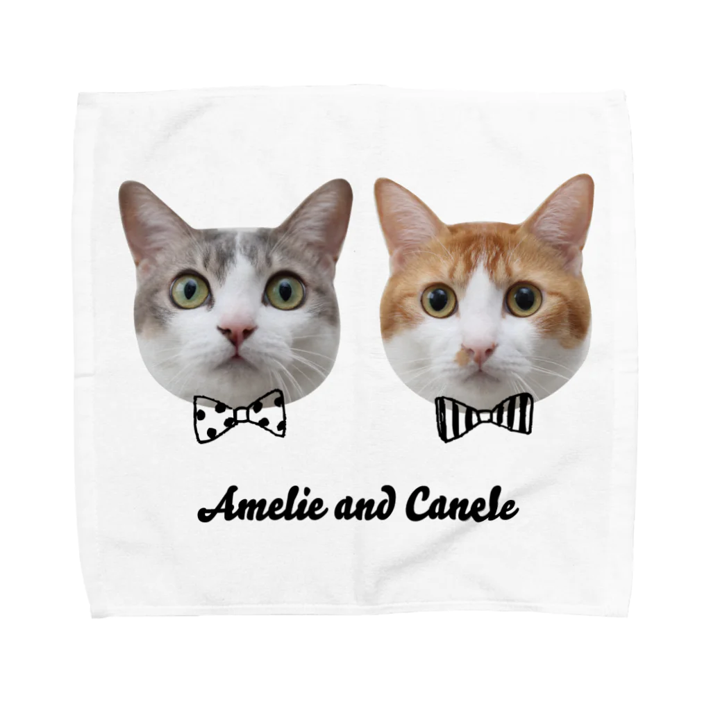 Amelie & Canele with Sora' s ShopのTwins Cats Amelie and Canele Towel Handkerchief