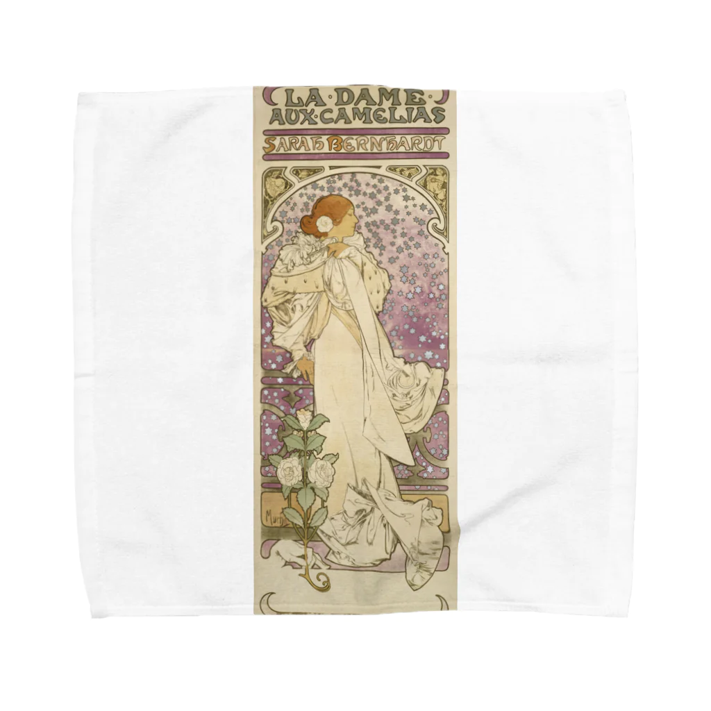 釜萢堂《かまやちどう》美術販売の「LA. DAME. / AUX. CAMELIAS / SARAH BERNHARDT」  Mucha, Alphonse／Paris Musées タオルハンカチ