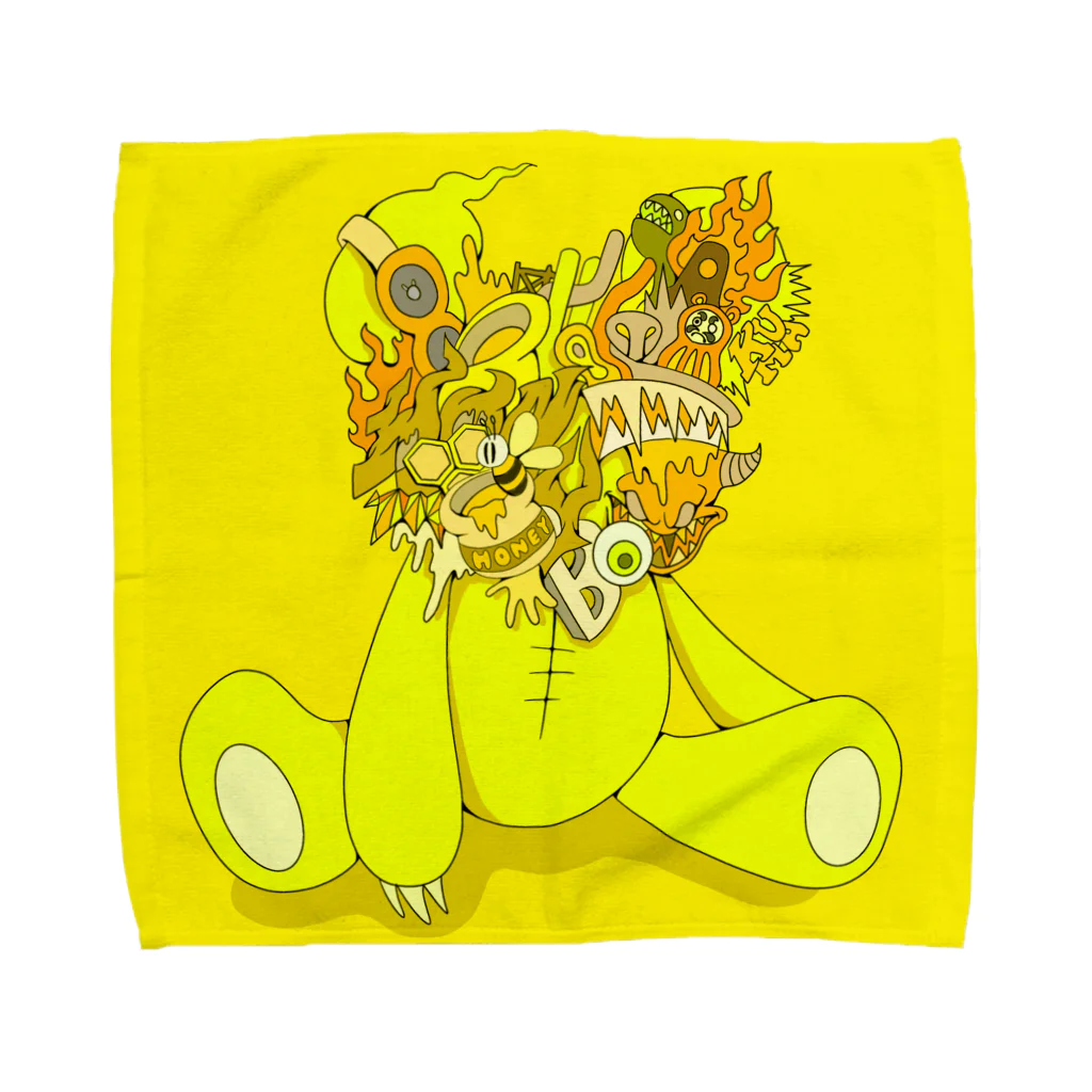 りん太のShocking face Animal arts 「Yellow Bear」 タオルハンカチ