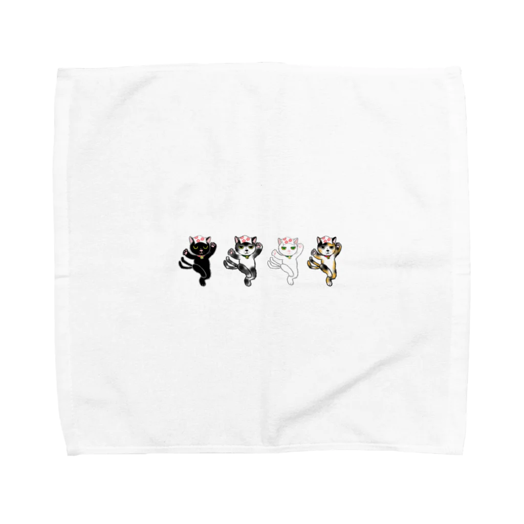 キクヤのねこまた４匹 Towel Handkerchief