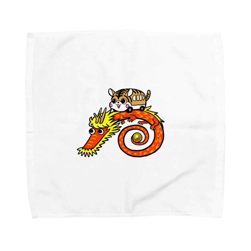 ゴロ画伯におまかせ！のにゃんこバスと赤い龍 Towel Handkerchief