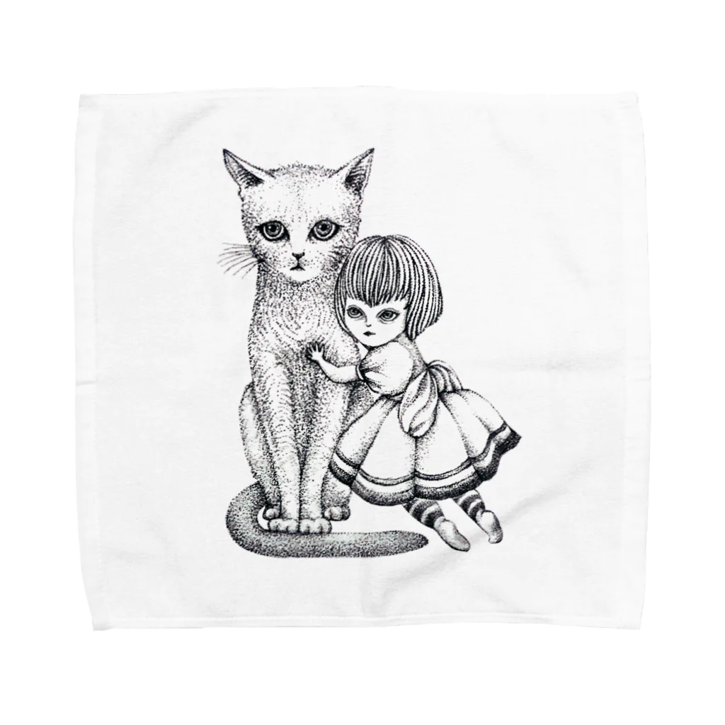 AtelierYAM2の猫と少女 タオルハンカチ