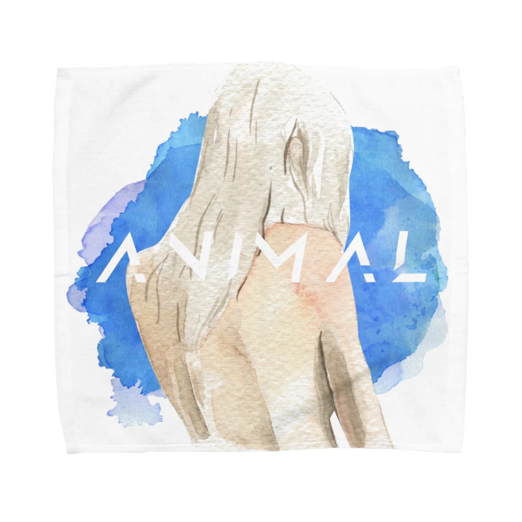 SANKAKU DESIGN STOREの僕らはただの動物。 青 Towel Handkerchief