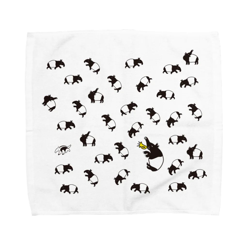 バクの森 〜マレーバクや動物イラストのグッズ 〜のマレーバクのタオルハンカチ Towel Handkerchief