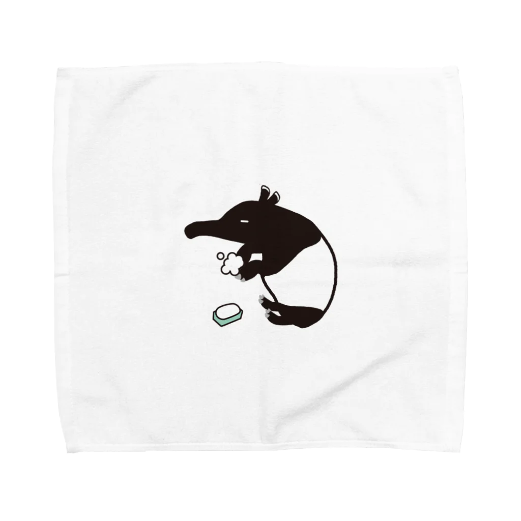 バクの森 〜マレーバクや動物イラストのグッズ 〜の手洗いバクのハンドタオル Towel Handkerchief