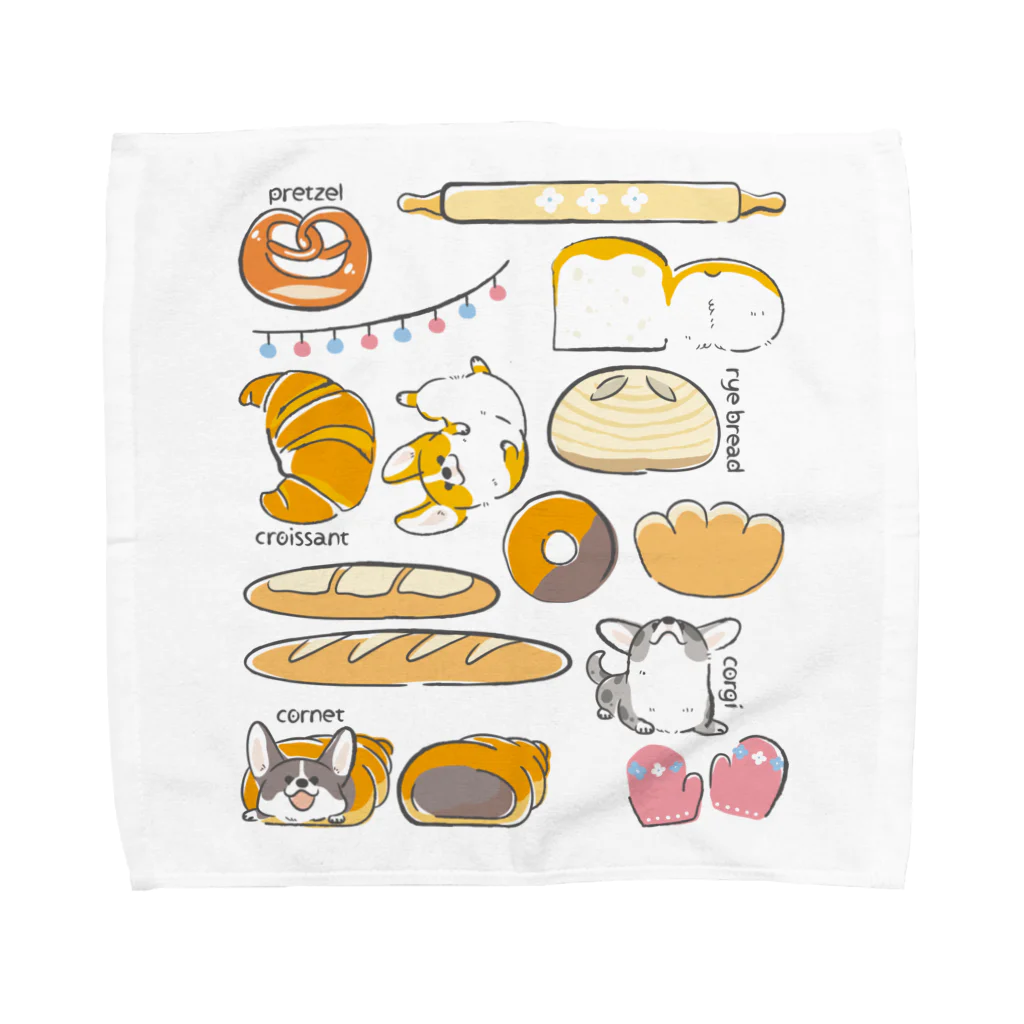 サカモトリエ/イラストレーターのコーギーとパン Towel Handkerchief
