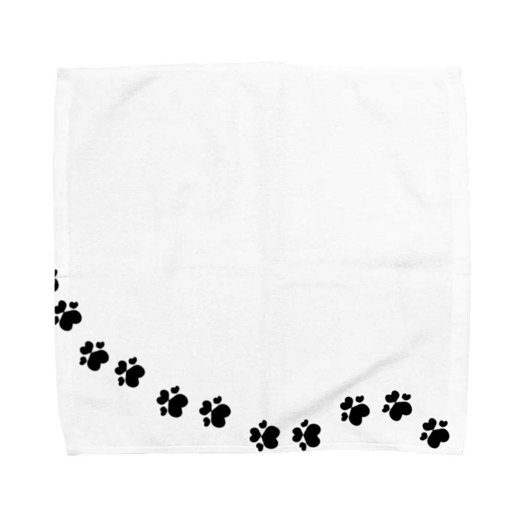 てらすのハートの肉球あしあと（ブラック） Towel Handkerchief