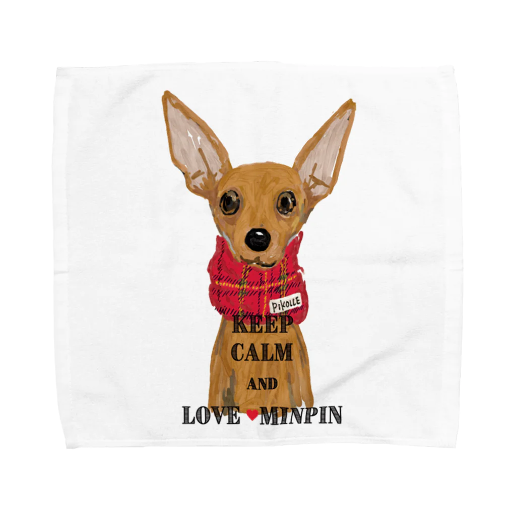 PiKOLLEのKEEP CALM and LOVE MINPIN タオルハンカチ