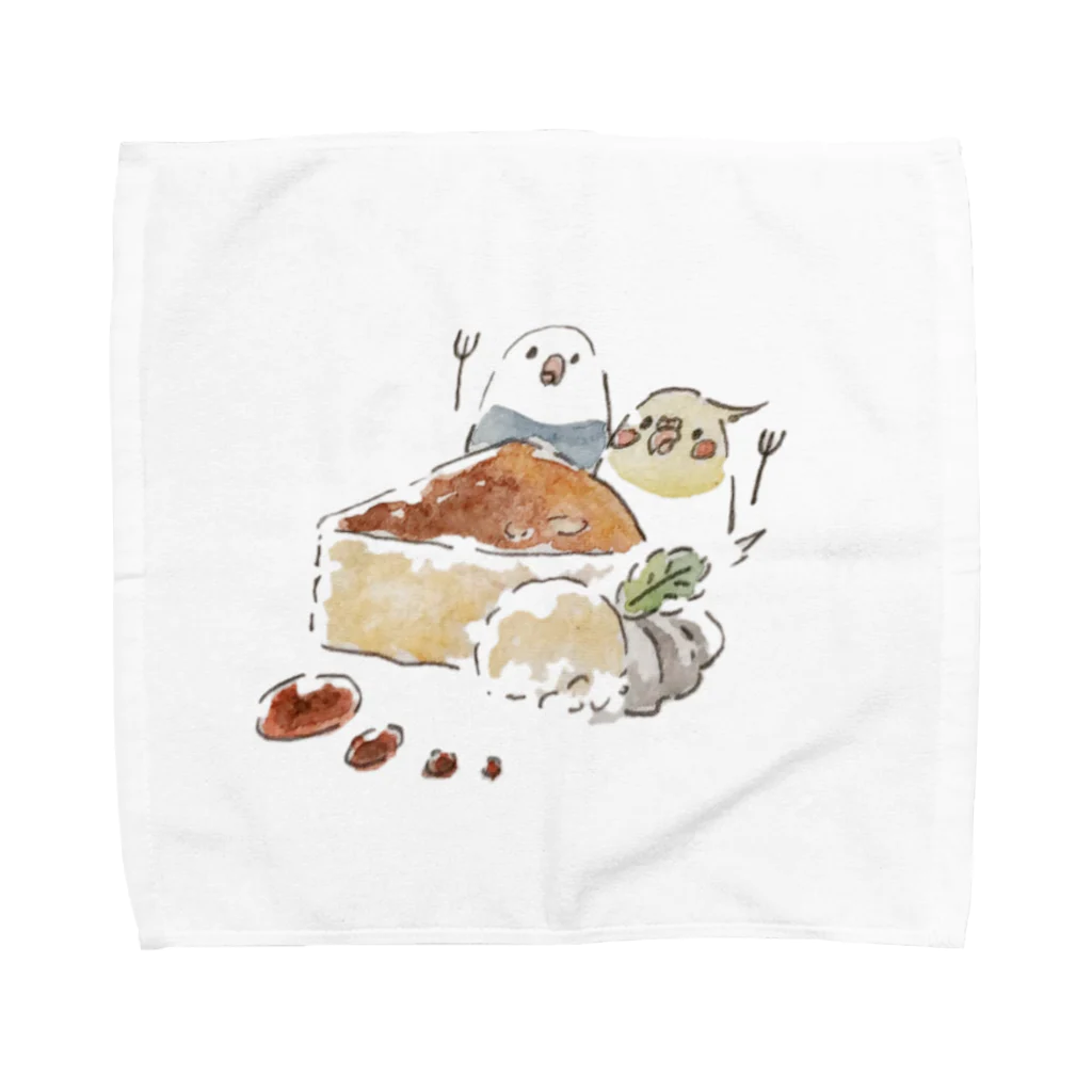 かふぇしょくにんのオカメインコとボタンインコのチーズケーキ Towel Handkerchief