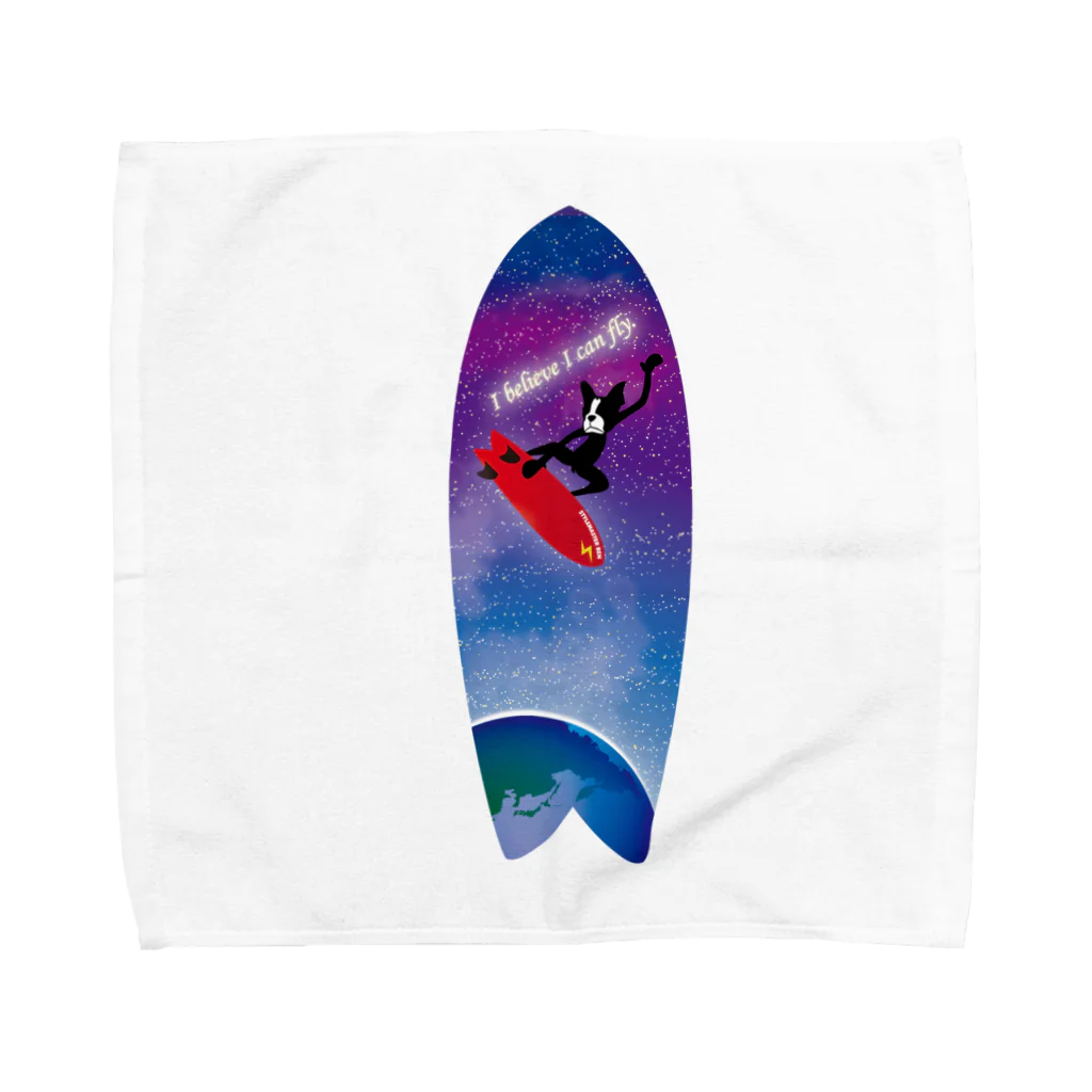 Hustle Hockeyのボストンテリア サーフ I Believe I can fly Towel Handkerchief