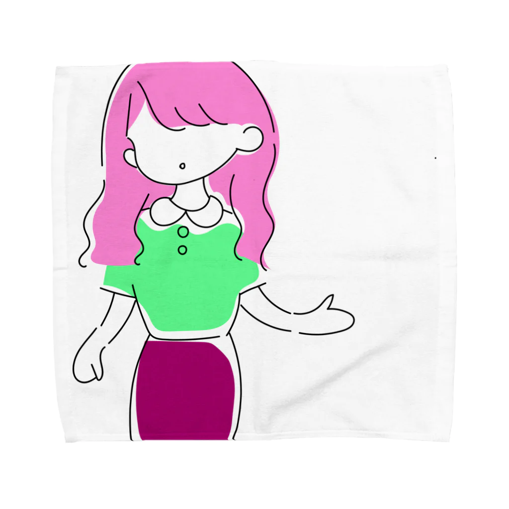 watasi_jkのピンク髪の女 Towel Handkerchief