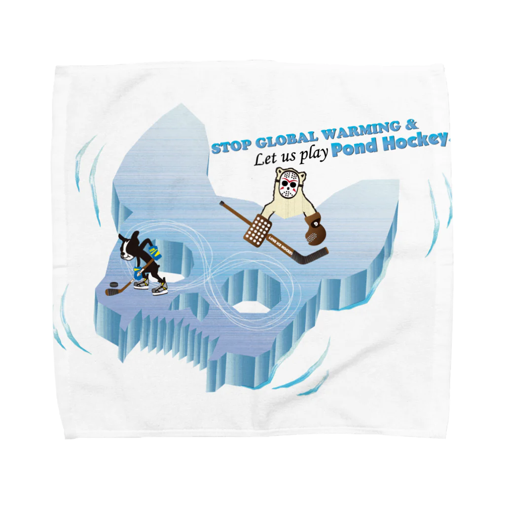 Hustle HockeyのPond Hockey Stop Global warming  Towel Handkerchief