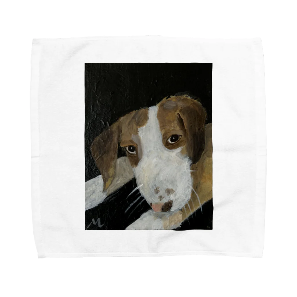 Makiartの犬のふとしたまなざし Towel Handkerchief