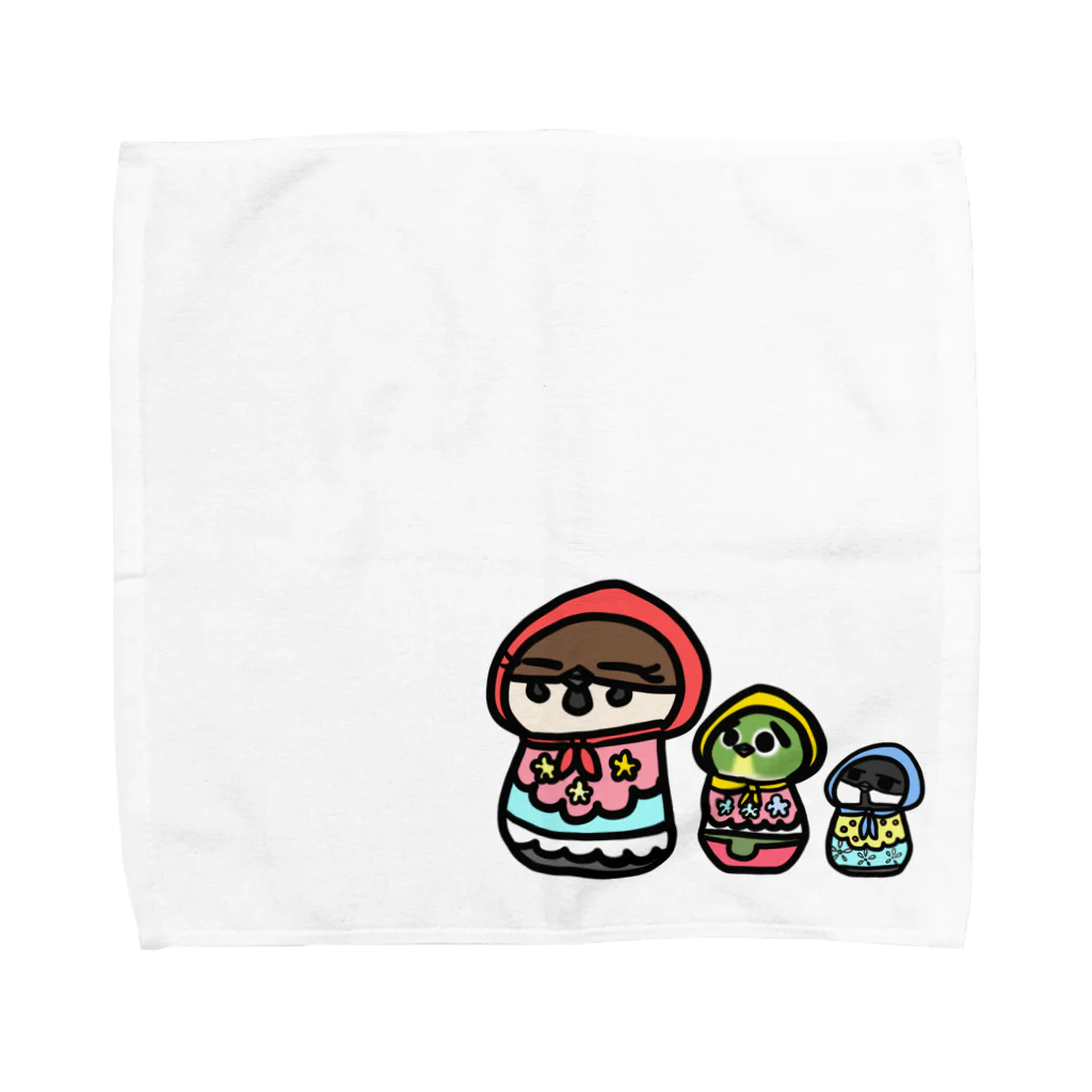 庭にくるコトリからのことリョーシカ Towel Handkerchief