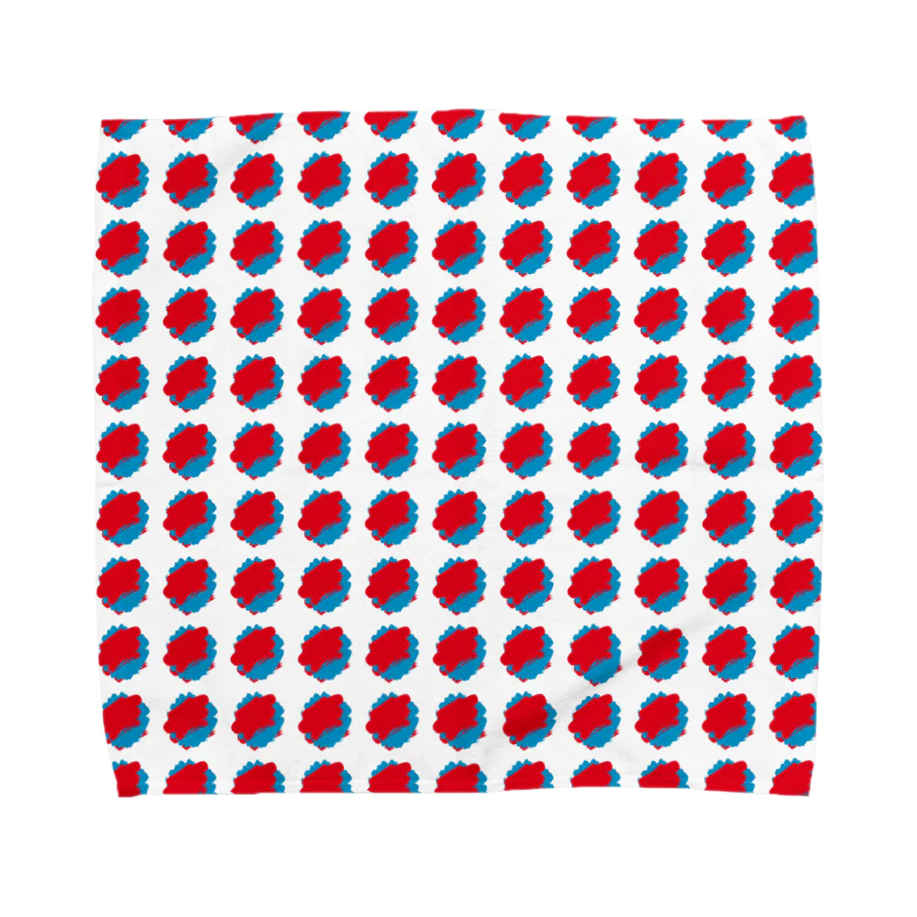 SANKAKU DESIGN STOREの赤青/青赤 ブラシ水玉模様。C タオルハンカチ
