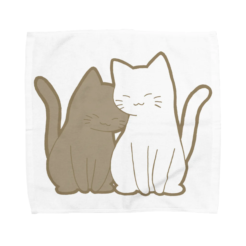 かわいいもののおみせ　いそぎんちゃくの仲良し猫　黒&白 Towel Handkerchief