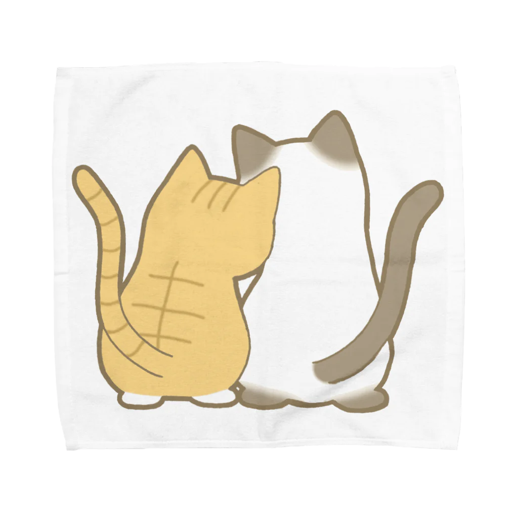 かわいいもののおみせ　いそぎんちゃくの仲良し猫の背中　茶白&ポインテッド Towel Handkerchief