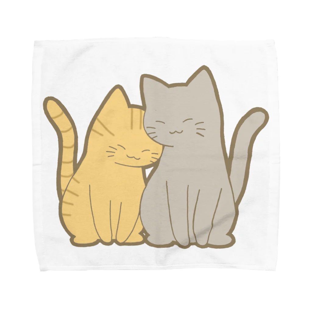 かわいいもののおみせ　いそぎんちゃくの仲良し猫　茶トラ&灰 Towel Handkerchief