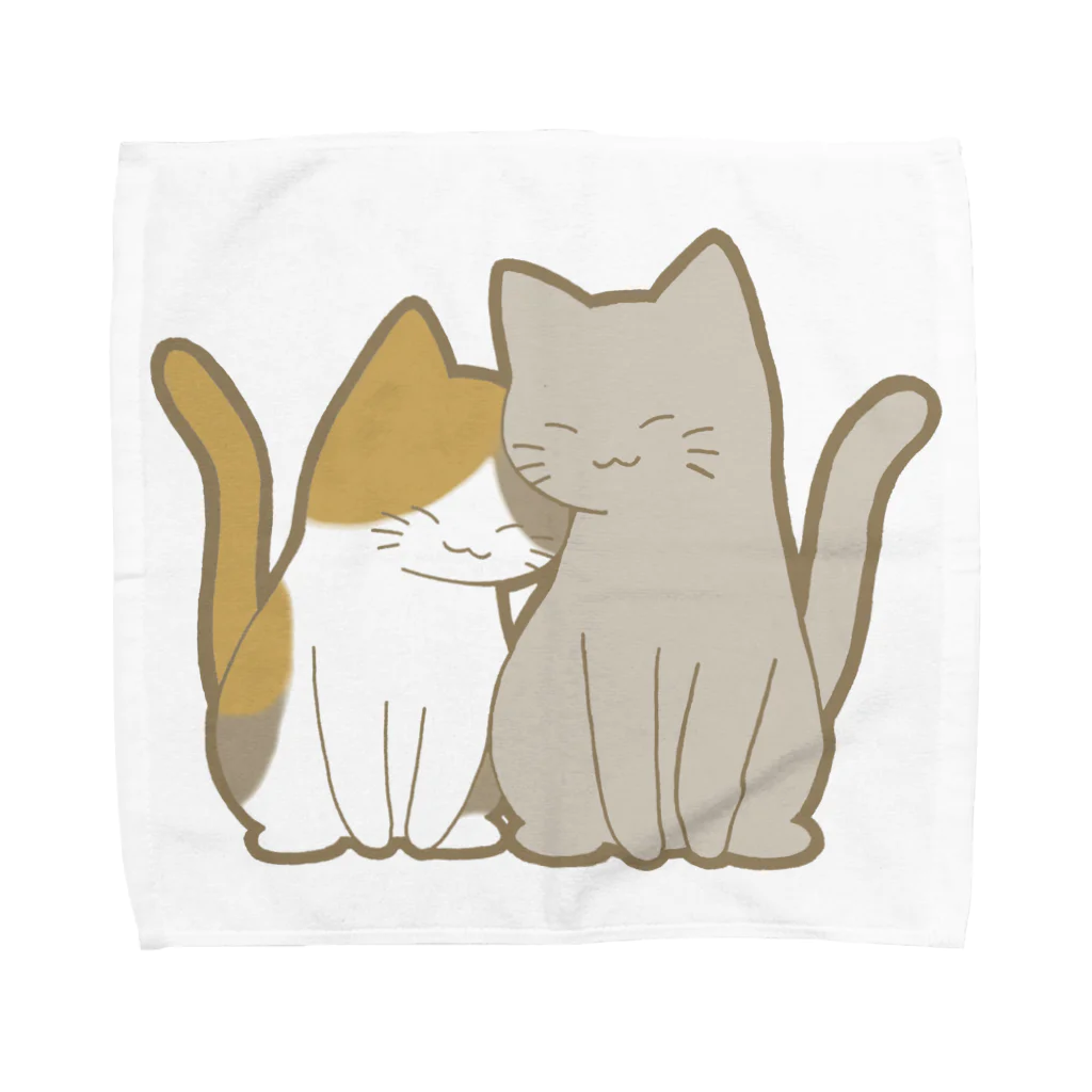 かわいいもののおみせ　いそぎんちゃくの仲良し猫　三毛&灰 Towel Handkerchief