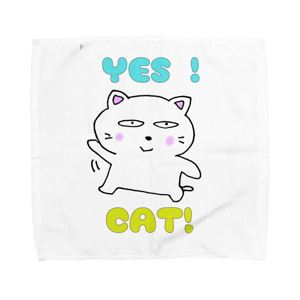 ema ショップの白猫のミャウ Towel Handkerchief