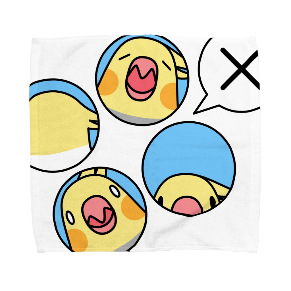 まめるりはことりのオカメインコばつ×【まめるりはことり】 Towel Handkerchief