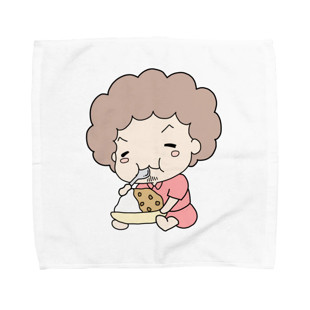 ぱんちくん☆ショップのカレーを貪るぱんちくん Towel Handkerchief