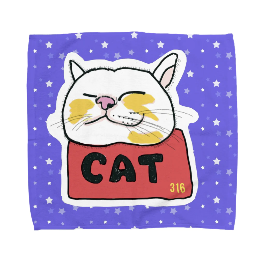 316(MIHIRO)のねこのリラックス① Towel Handkerchief