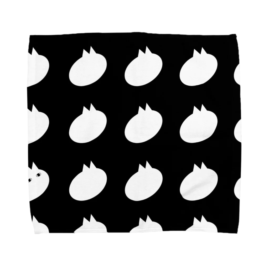 海都(みんと)のネコではないナニカ リピート黒ver. Towel Handkerchief