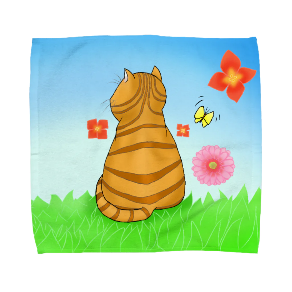 Lily bird（リリーバード）の野原のトラ猫さん Towel Handkerchief