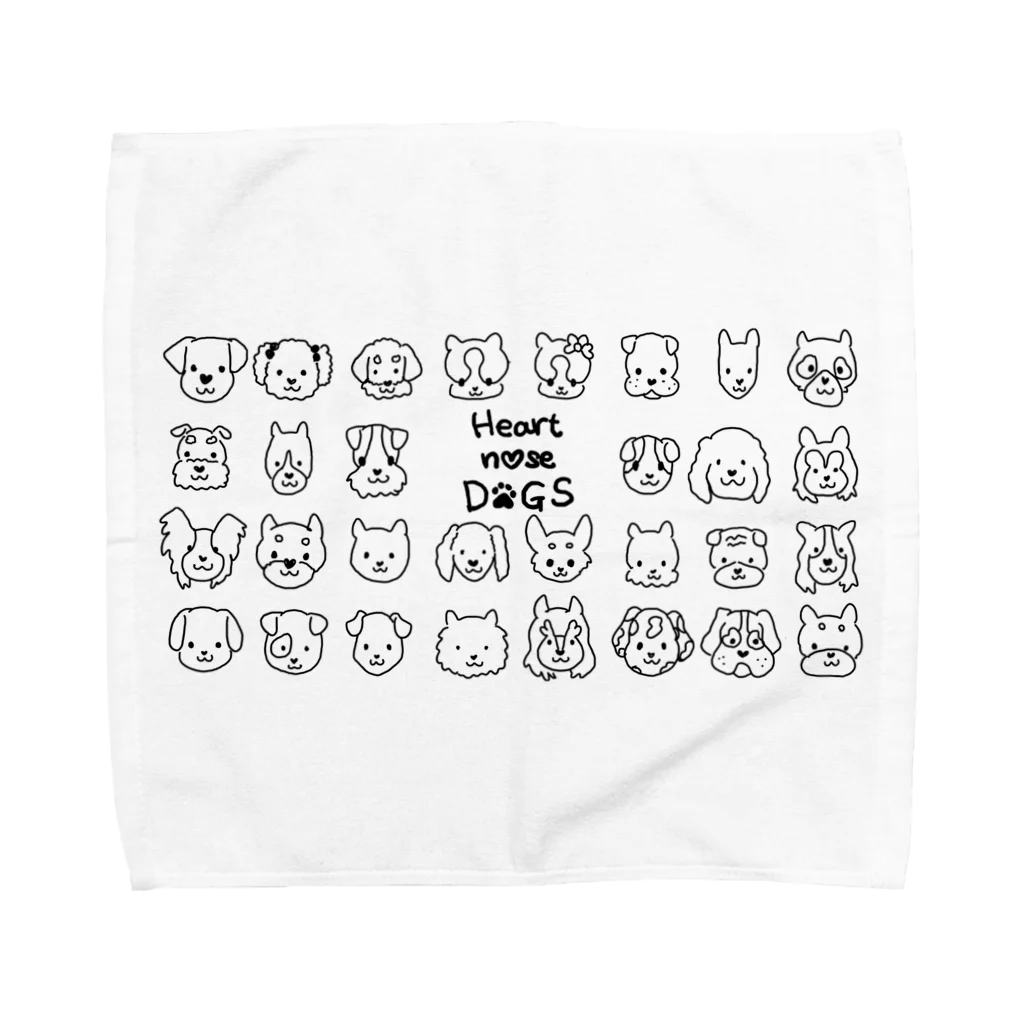 Heart nose DOGSのHeart nose DOGS（横長）Lタオルハンカチ Towel Handkerchief