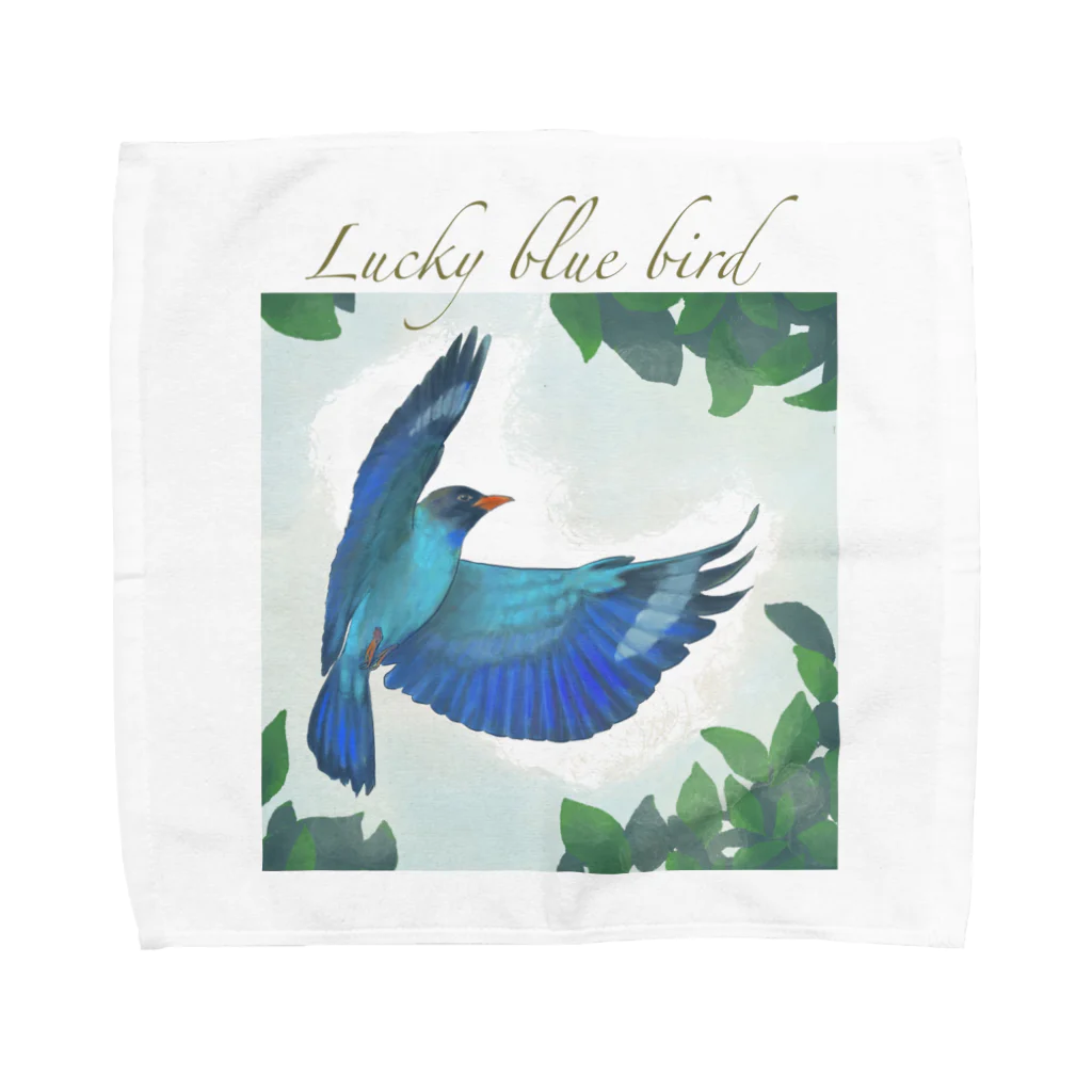 kitaooji shop SUZURI店のLucky blue bird  Towel Handkerchief