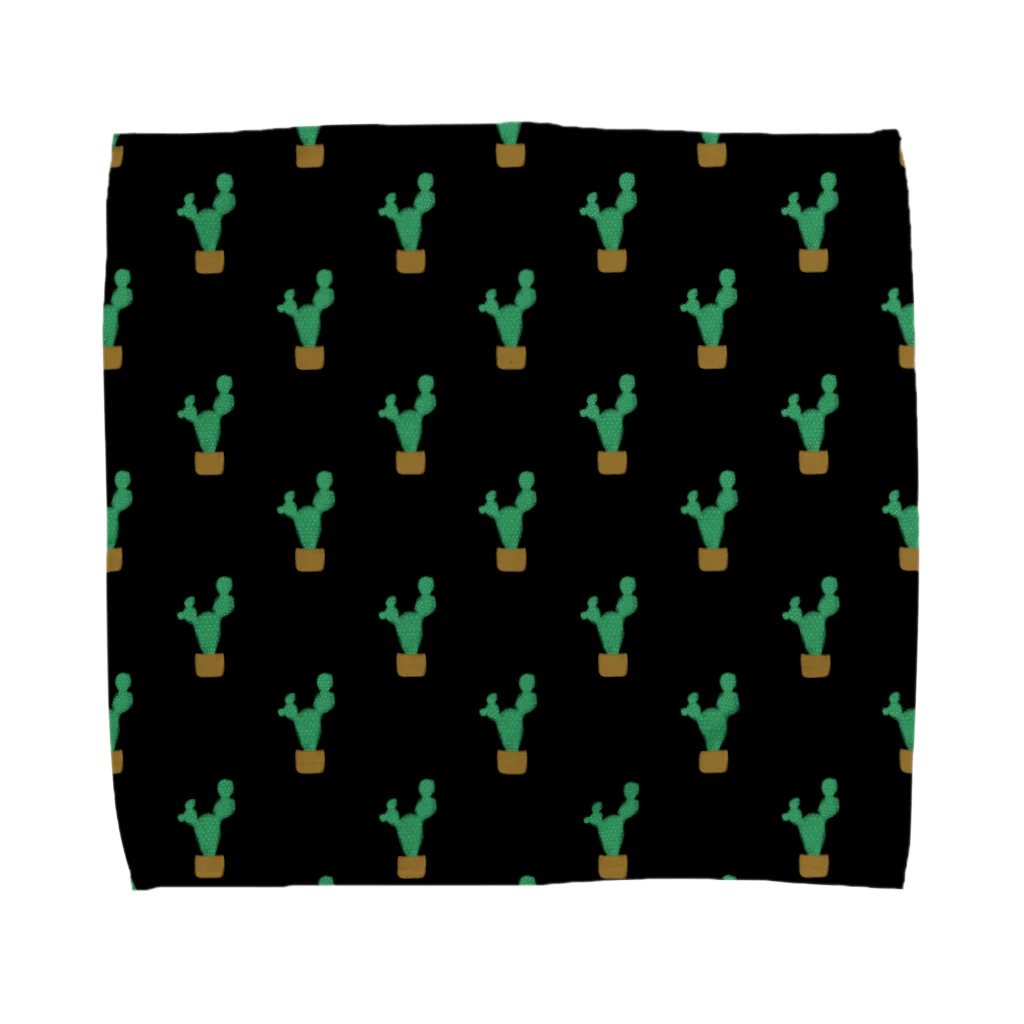 れなしやの水彩サボテン🌵ブラック Towel Handkerchief